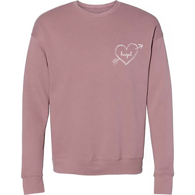 Women's Heart Bow + Arrow Supersoft Crewneck, Mauve Pink - Sweatshirts - 1