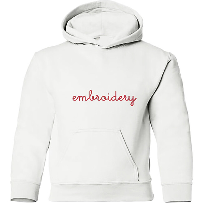 Personalized Large Embroidery Baby Pullover Fleece Hoodie, White