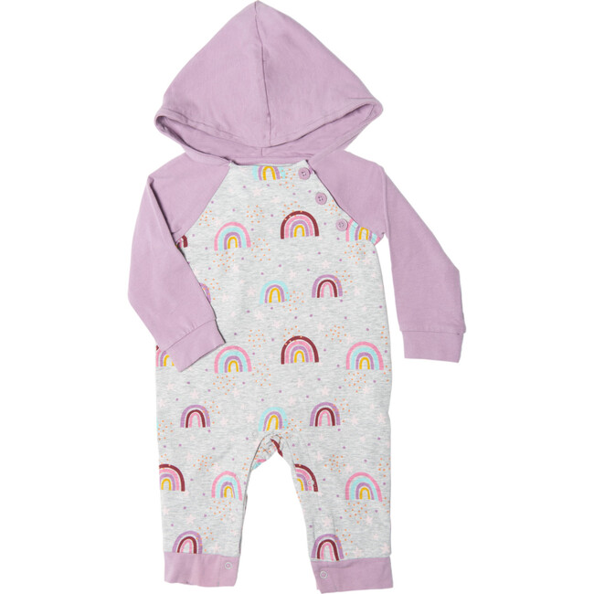 Super Soft Hoodie Coverall, Purple Rainbow