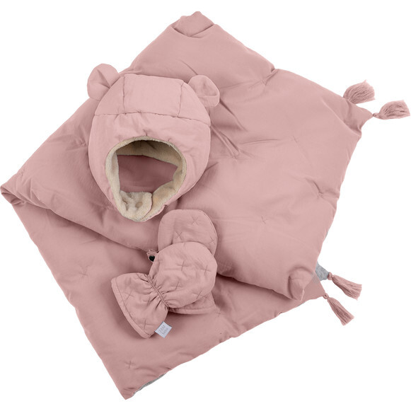The Cub Set Airy | Mitten Hat & Blanket, Cameo Pink
