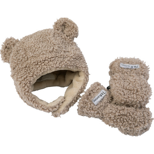 The Cub Set Teddy | Mitten Hat & Blanket, Oatmeal