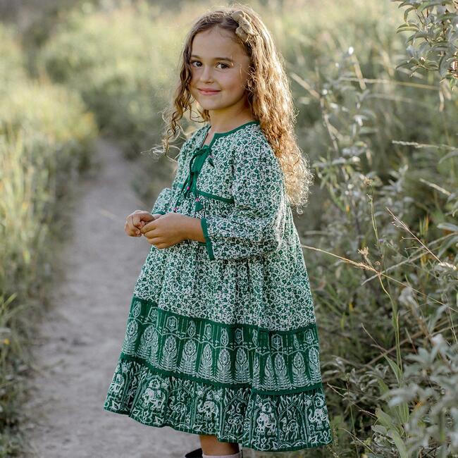 Jade Dress, Green Block Print - Dresses - 3