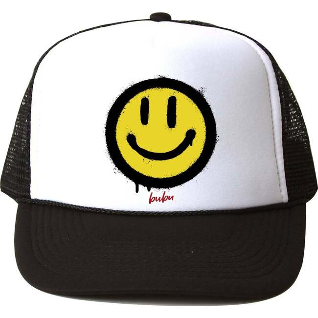Smiley Face Hat, Black - Hats - 1