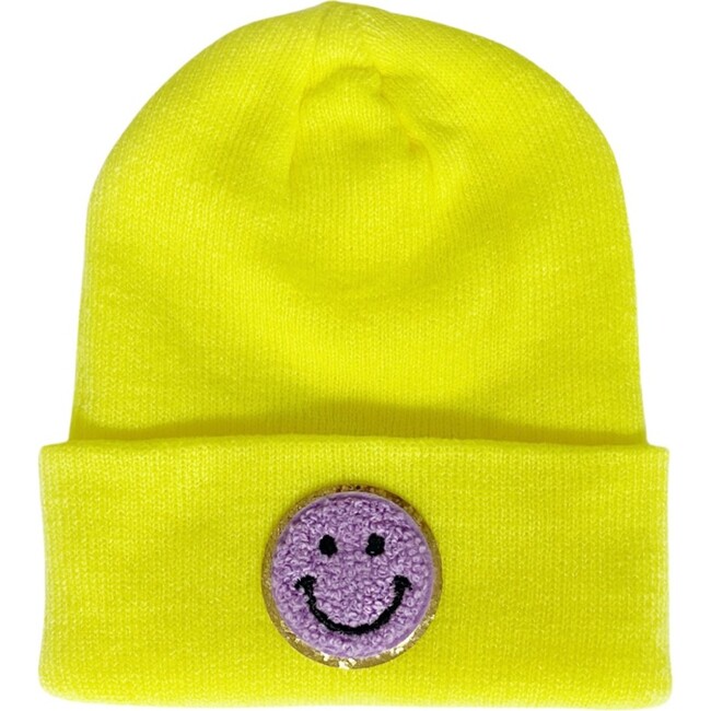 Smile Beanie, Neon Yellow - Hats - 1