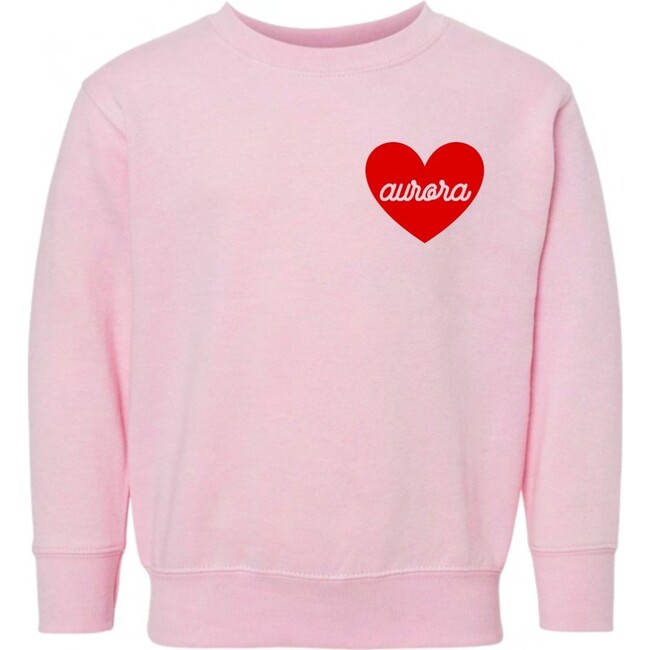 Heart U Most Personalized Youth Sweatshirt, Pink/Red - Sweatshirts - 4
