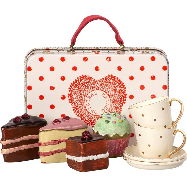 Suitcase with Cakes & Tea Cups - Doll Accessories - 1
