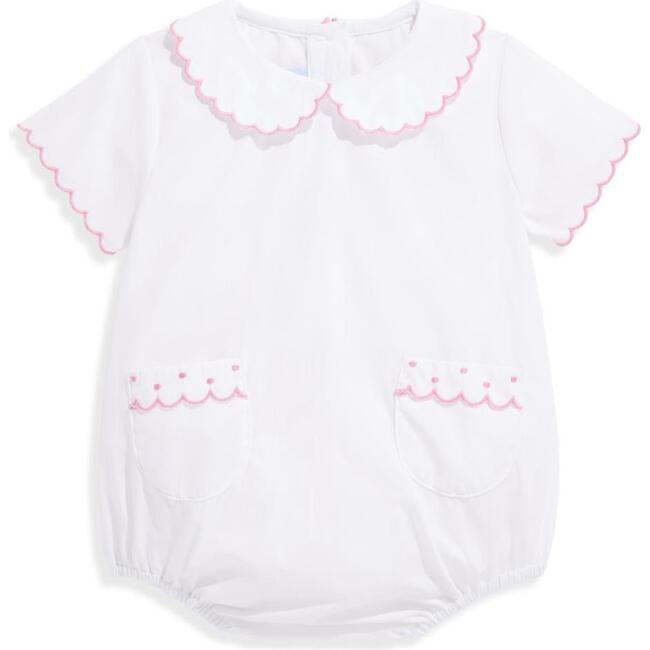 Ande Embroidered Pocket Bubble, White with Pink