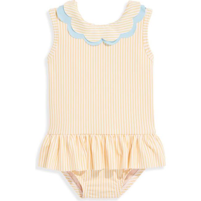 Striped Summer Bathing Suit, Yellow and White Stripe