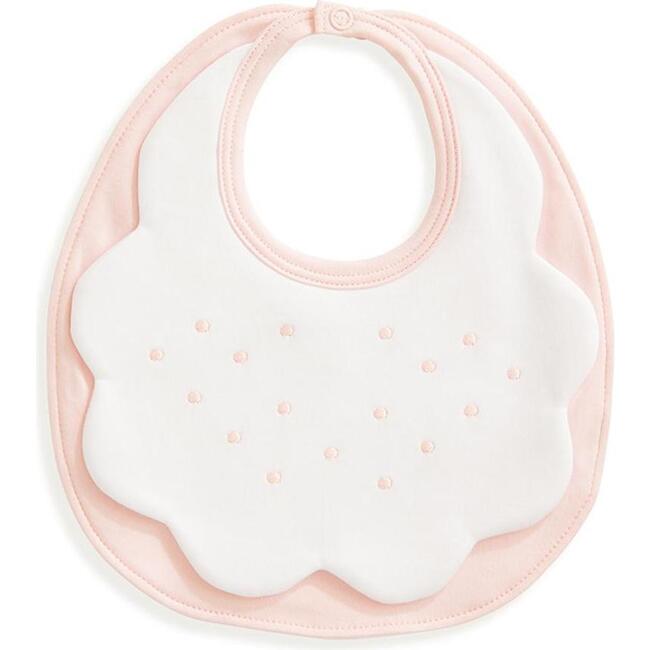 Pima & Terry Bib with Dot Embroidery, Pink