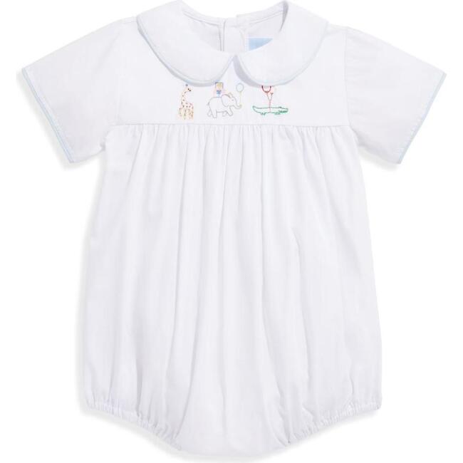 Embroidered Rex Bubble, White with Blue