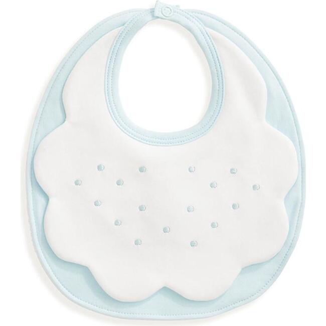 Pima & Terry Bib with Dot Embroidery, Blue