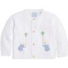 Applique Elephant Cardigan, White with Blue Elephants - Cardigans - 1 - thumbnail