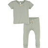 Baby Short Sleeve Pointelle Set, Sage - Mixed Apparel Set - 1 - thumbnail