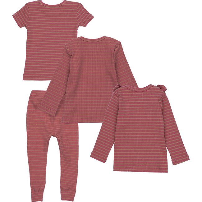 4 Piece Baby Set, Pink & Tan Stripe