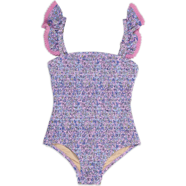 Smocked One Piece, Purple Ditsy Floral