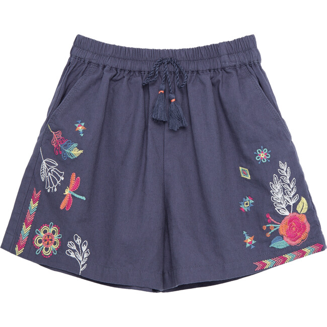 Embroidered Shorts, Navy