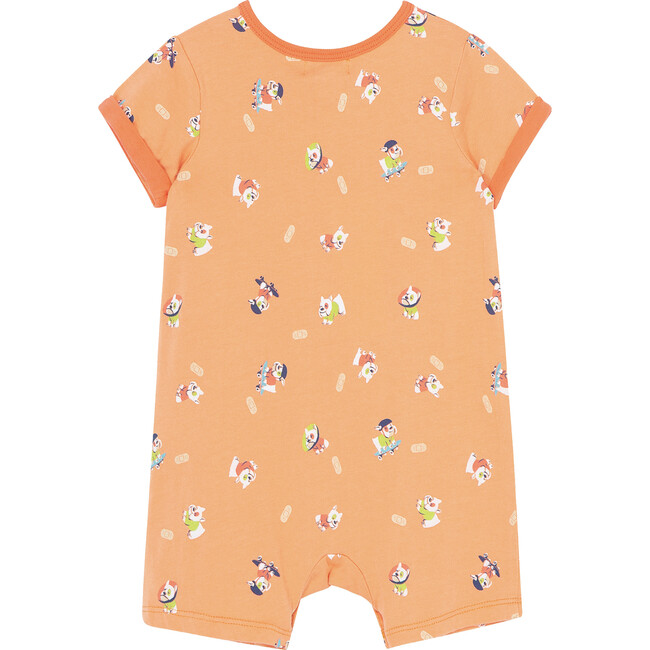 Skateboarding Puppies Romper, Coral