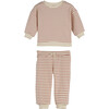 Jones Sweat Set, Cream and Dusty Red Stripe - Mixed Apparel Set - 1 - thumbnail