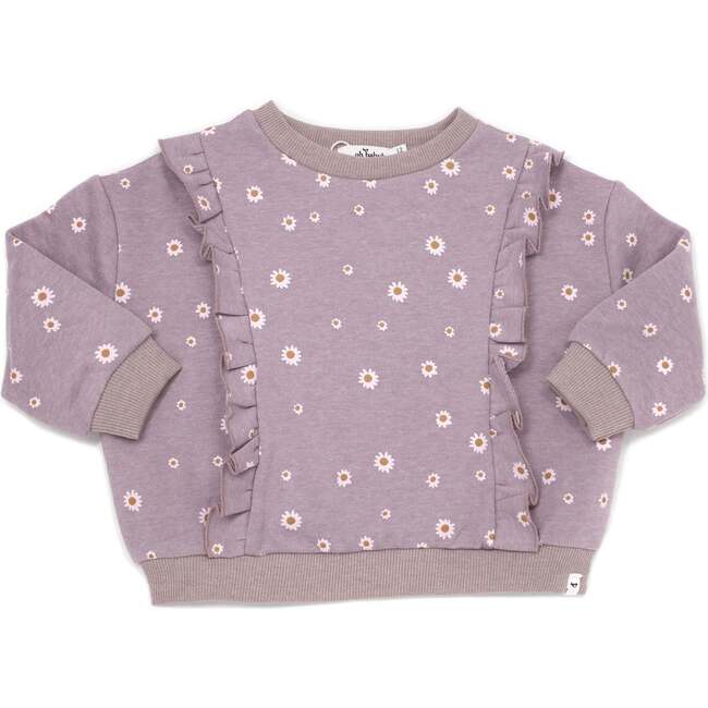 Mini Daisies Millie Ruffle Boxy Sweatshirt, Lavender