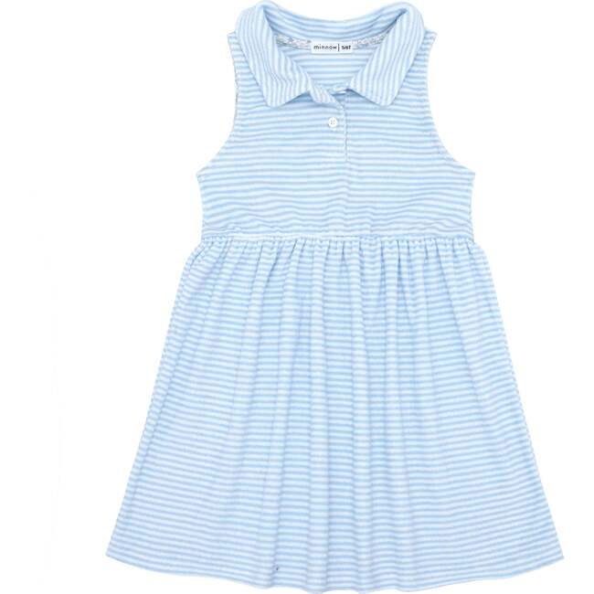 Girls French Terry Tennis Dress, Poder Blue Stripe