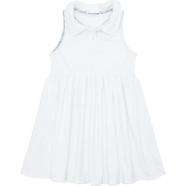 Girls French Terry Tennis Dress, White - Minnow Dresses | Maisonette