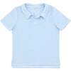 Boys French Terry Polo Shirt, Powder Blue Stripe - Polo Shirts - 1 - thumbnail