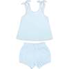 Girls French Terry Bloomer Set, Blue - Bloomers - 1 - thumbnail