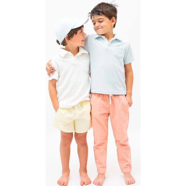 Boys French Terry Polo Shirt, Light Blue - Polo Shirts - 3