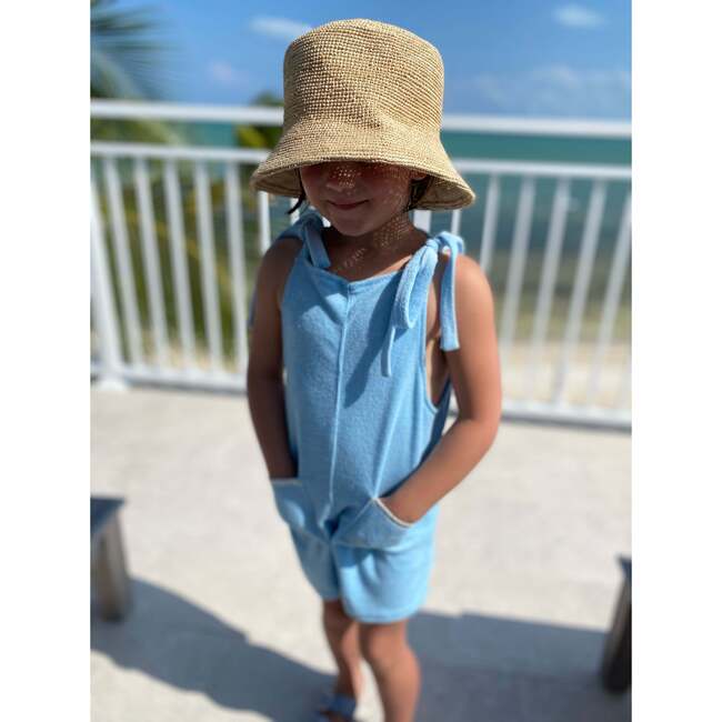 Girls French Terry Romper, Blue - Cover-Ups - 2