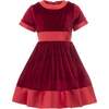 Velvet Satin Dress, Red - Dresses - 1 - thumbnail