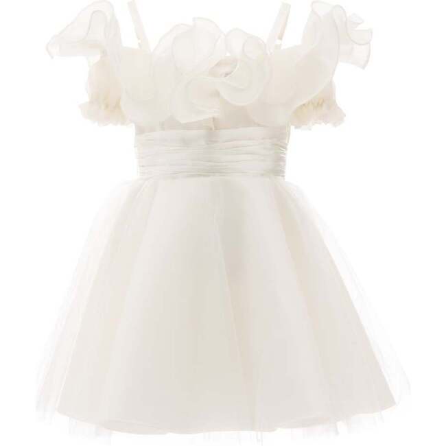 Organza Shoulder Dress, White