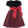 Plaid Bow Dress, Black - Dresses - 1 - thumbnail