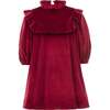 Ruffle Velvet Dress, Red - Dresses - 1 - thumbnail