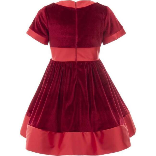 Velvet Satin Dress, Red - Dresses - 2