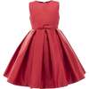 Pleated Satin Dress, Red - Dresses - 1 - thumbnail