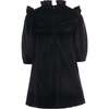 Ruffle Velvet Dress, Black - Dresses - 2