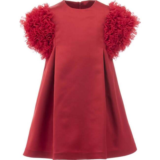 Ruffle Sleeve Dress, Red