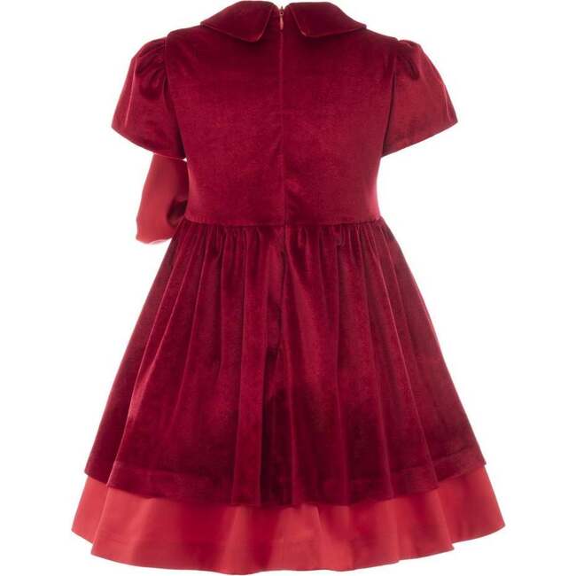 Velvet Bow Jersey Dress, Red