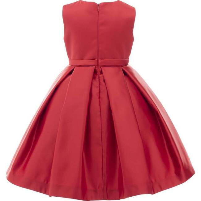 Pleated Satin Dress, Red - Dresses - 2