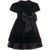 Velvet Bow Jersey Dress, Black - Dresses - 1 - thumbnail