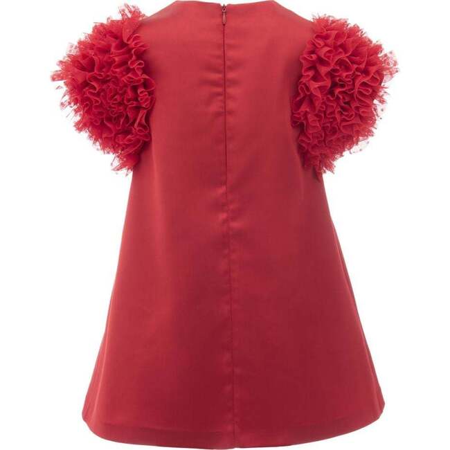 Ruffle Sleeve Dress, Red