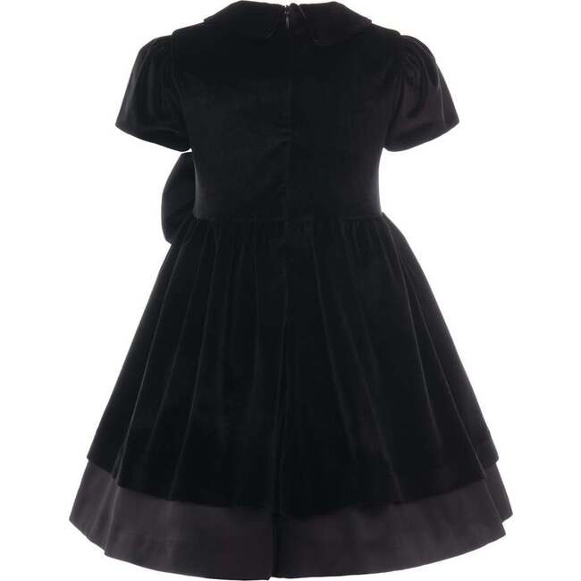 Velvet Bow Jersey Dress, Black - Dresses - 2