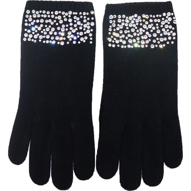 Women's  Cashmere Gloves with Swarovski Crystal, Black