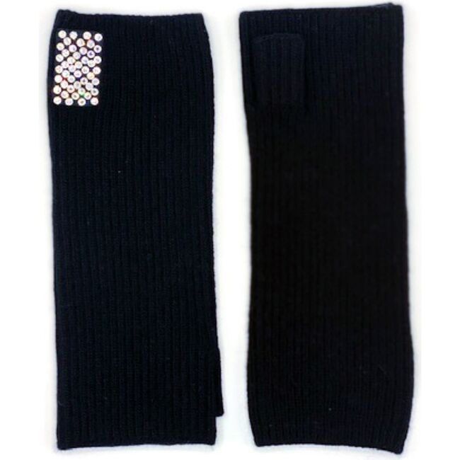 Women's Ribbed Fignerless Gloves, Black
