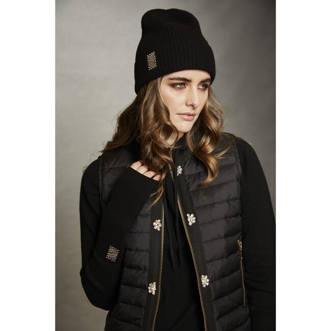 Women's Ribbed Fignerless Gloves, Black