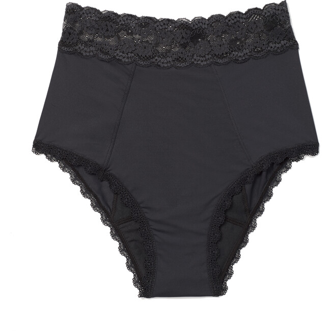 Women's Amelia High Waisted Period Panty, Black - Period Underwear - 1