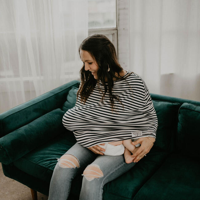 Multi-use Cover, Gray and White Stripes - Nursing Covers - 2