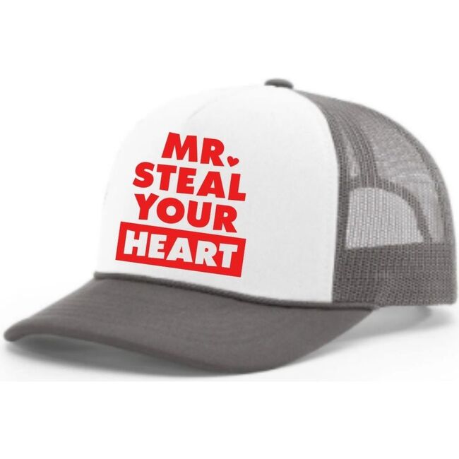 Mr. Steal Your Heart Trucker Hat, Gray/White