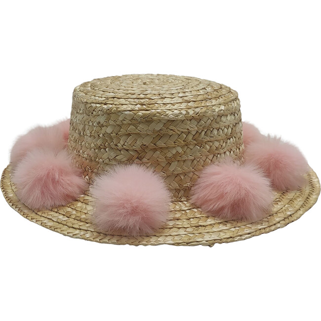 Boho Pom Pom Hat, Pink - Hats - 1