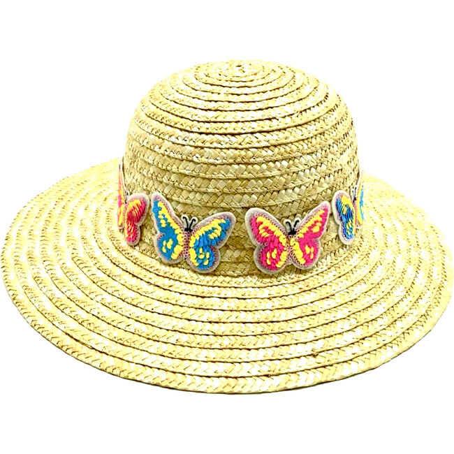 Explorer Sun Hat with Butterflies, Sequin Applique Pink Blue